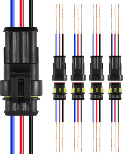 RDBS Kit de 5 conectores de cable eléctrico de 3 pines, enchufe macho y hembra impermeables de 3 vías para automóvil, camión, motocicleta, barco
