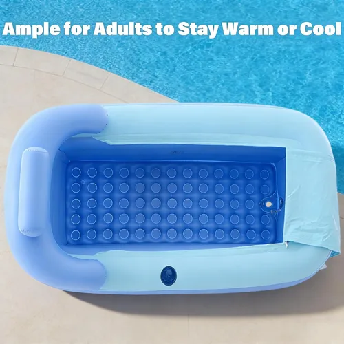 Miniatura 7 de Bañera inflable para adultos de 63 pulgadas y 5.2 pies con bomba de aire eléctrica, bañera de hidromasaje portátil independiente plegable para baño