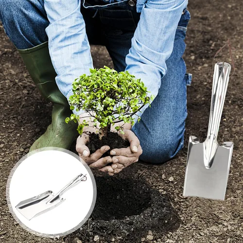 Miniatura 9 de Generic Pala de jardín de acero inoxidable - Mini paleta de mano para plantar trasplante y aflojar el suelo - Herramienta duradera de jardinería al
