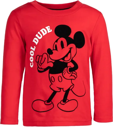Miniatura 2 de Disney Toy Story Cars - Paquete de 2 camisetas de manga larga para cosplay de Mickey Mouse para niños pequeños
