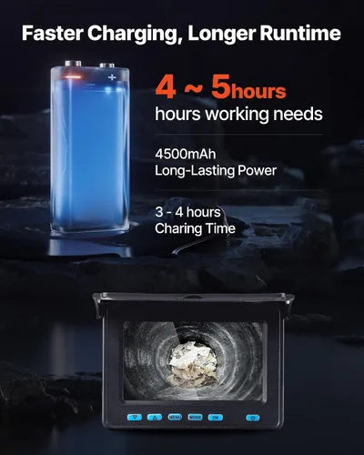 Miniatura 5 de Cámara de alcantarillado VEVOR, 66 pies/20m, cámara de inspección de drenaje de 4.3", cámara de plomería serpiente impermeable IP68 con luces - 6