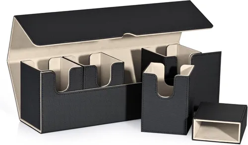 Miniatura 14 de UAONO Caja de cartas con bandeja de dados para MTG, funda de cartas 5 en 1 con capacidad para más de 800 tarjetas sin mangas, organizador magnético