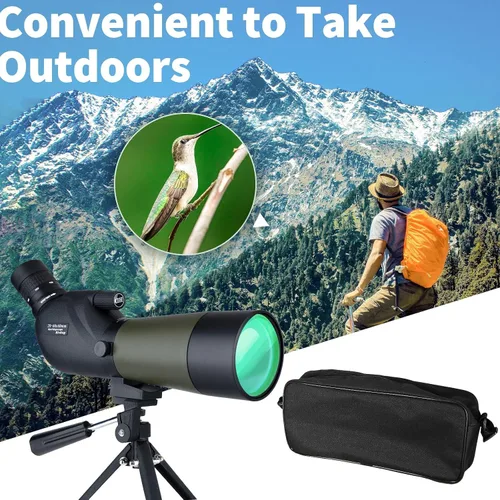 Miniatura 7 de Gosky Alcance de observación 20-60x60 HD con trípode, bolsa de transporte y adaptador de teléfono para el alcance - Alcance angular de 45 grados