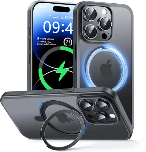 Miniatura 32 de MAGIC JOHN Soporte Magnético Invisible Giratorio 360° para Funda de iPhone 17 Pro [Botón de Control de Cámara] [Compatible con MagSafe] 16 FT Negro
