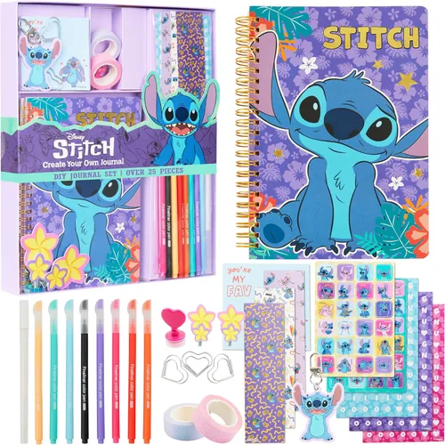 Kit de Diario DIY de Disney Stitch para Niñas y Adolescentes, Lindos Kits de Artes y Manualidades, Cuaderno Espiral A5, Pinzas para el Cabello,