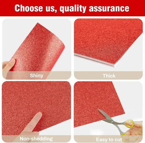 Miniatura 4 de Papel de cartulina con purpurina roja Sukh - Cartulina con purpurina para manualidades A4 gruesa, colores para Navidad, San Valentín, caja de Rojo