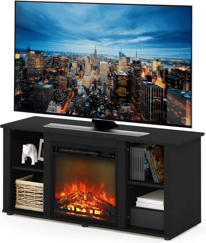Miniatura 30 de Furinno Soporte clásico de TV de 70 pulgadas con chimenea, roble francés gris gris roble francés