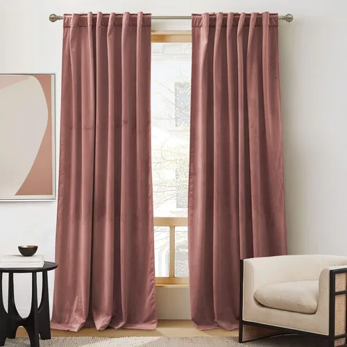 Miniatura 40 de RYB HOME - Cortinas de terciopelo beige, cortinas decorativas resistentes con pestaña trasera, cubierta de privacidad para oscurecer habitación