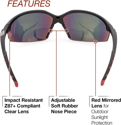 Miniatura 2 de Lincoln Electric Gafas de seguridad premium para exteriores Lente reflectante Antiarañazos Marco de goma sobremoldeado K2970-1