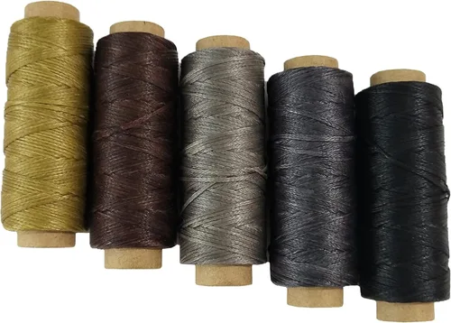 Miniatura 7 de Cordón de hilo encerado para costura de cuero 150D de 330 yardas para proyectos de manualidades de cuero, 0.039 in de diámetro, cable de hilo de 10