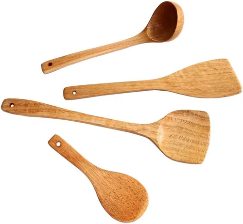 Miniatura 3 de Espátula de madera para cocinar, espátula de cocina de mango largo, pala de arroz, espátula antiadherente, cucharas de madera, raspador, cuchara