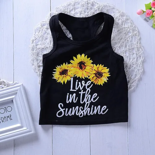 Miniatura 4 de Bbay - Conjunto de ropa de verano para niñas de 2 a 7 años de edad, chaleco a rayas con volantes, camiseta y pantalones cortos