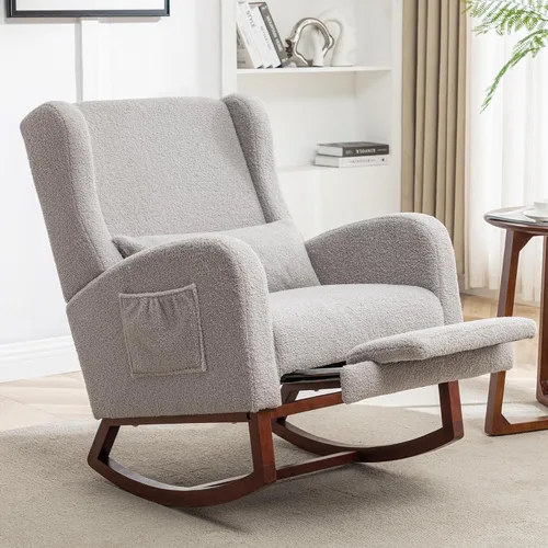 Miniatura 12 de HCHAIRH Rocking Chair Nursery, Nursery Rocking Chairs with Foot Rest, Comfy Glider Rocker Nursing Chair with Back Pillow for Nursing, Living Room