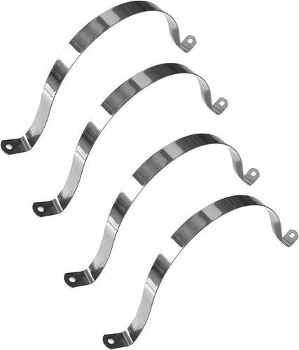 Miniatura 14 de 10 piezas de correa de tubo rígida de 4 pulgadas, correa de acero inoxidable de dos agujeros con soporte en U, juego de kit de variedad de clip
