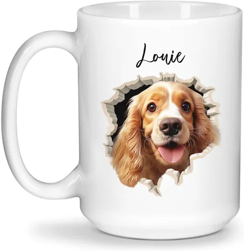 Miniatura 11 de Tazas de café con nombre personalizado único y emocionado Chihuahua rompió la pared, tazas de café personalizadas para perros, regalo para niños