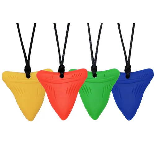 Collar sensorial masticable para niños y adultos, collares masticables con dientes de tiburón para niños y niñas con autismo, TDAH, necesidades