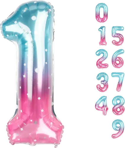 Miniatura 307 de Globos de números de 5 globos de 40 pulgadas, decoraciones de cumpleaños azules para niños y niñas, globos de números azul marino grandes