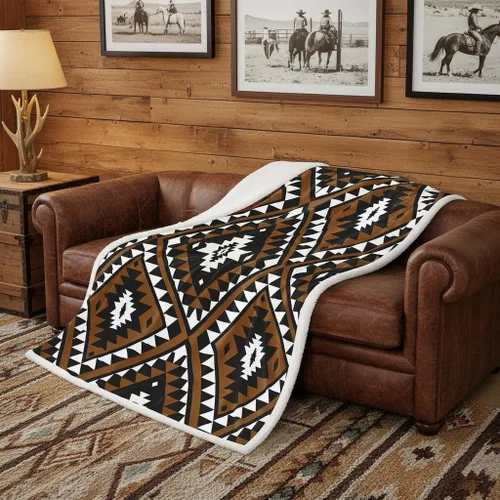 Miniatura 16 de Manta Decorativa Tribal Boho Azteca para Hombres y Mujeres, Manta de Vellón Étnica Bohemia Negro y Blanco de 50"X60", Manta Sherpa del Suroeste