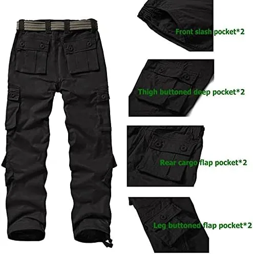 Miniatura 5 de Pantalones cargo de trabajo para mujer, de algodón, con 8 bolsillos, informal, estilo de combate militar