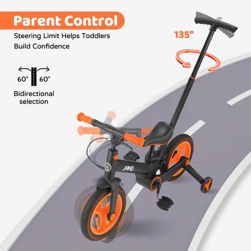 Miniatura 3 de JMMD Bicicleta 6 en 1 para niños de 18 a 60 meses, bicicleta de equilibrio plegable de 12 pulgadas con ruedas de entrenamiento, pedales, frenos