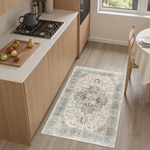 Miniatura 540 de Madane Tapete lavable de 2 x 10 pies para pasillo, cocina, recibidor, clásico, suave, antideslizante para interiores, casa de campo, baño, sala