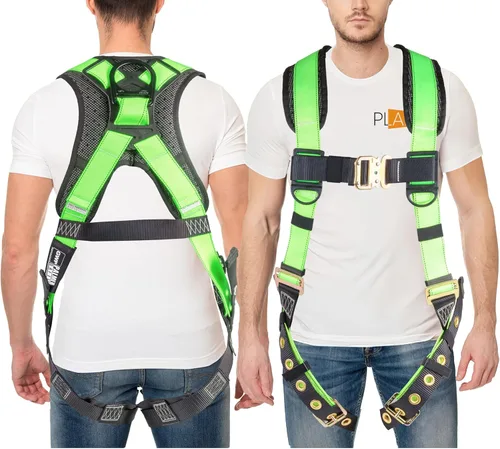 Miniatura 9 de Palmer Safety - Arnés de seguridad de cuerpo completo con ajuste de 5 puntos, anillo en D dorsal, piernas con ojales, dos anillos en D laterales e