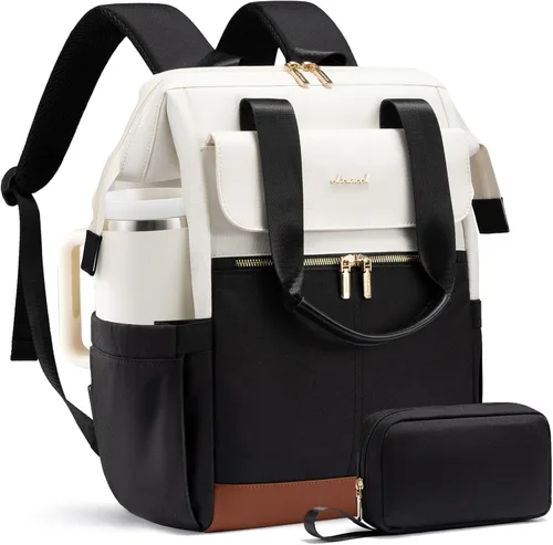 Miniatura 24 de LOVEVOOK Mochila para laptop para mujeres, mochila de trabajo convertible con bolso con puerto USB, Trabajo