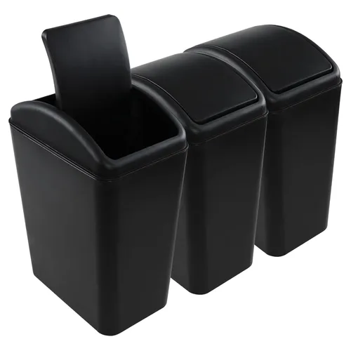 3 paquetes de basura de cocina con tapa, cesta de basura para baño, dormitorio, sala de estar, 4.5 galones, color negro