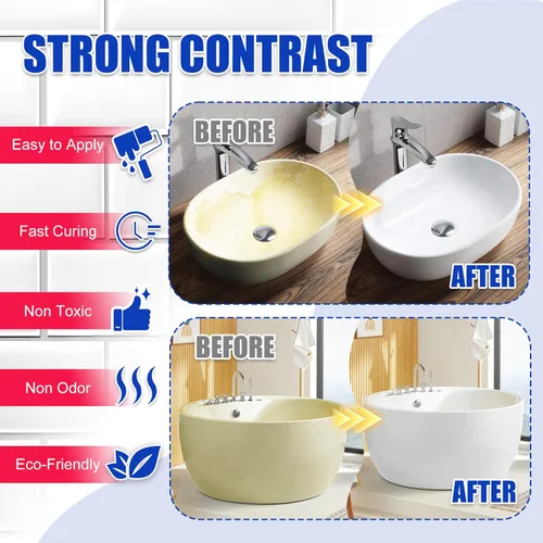 Miniatura 4 de Kit de reacabado de bañera y azulejos, pintura blanca semibrillante de 35 onzas con herramientas para bañera, fregadero y encimera para baño