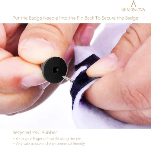 Miniatura 4 de BEADNOVA 100 pares de pines esmaltados para atar en blanco con pasadores de goma para solapa (negro plateado, 100 juegos)