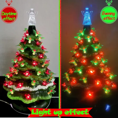 Miniatura 6 de 153 luces de cerámica de repuesto para árbol de Navidad, 50 bombillas de hojas verdes Lites, 50 clavijas de árbol de bayas de plástico y 50 adornos