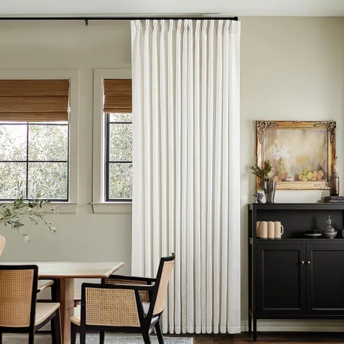 Miniatura 33 de Cortinas de lino natural con pliegues fruncidos de 120 pulgadas de largo para sala de estar, cortinas plisadas con ganchos y lengüeta trasera