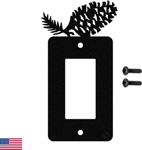 Miniatura 13 de Pine Cone - Placa de pared de doble toma de corriente dúplex (doble potencia, negro) - Fabricado en Estados Unidos