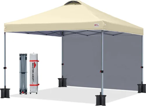 Miniatura 15 de MASTERCANOPY - Toldo desplegable duradero con 1 pared lateral (6.6 x 6.6 pies, caqui)