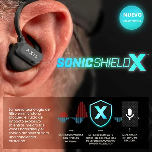 Miniatura 4 de AXIL GS Extreme 3.0 Protección Auditiva para Tiro – Negro – Mejora Auditiva y Aislamiento de Ruido Auriculares Bluetooth – Protección Auditiva 5X