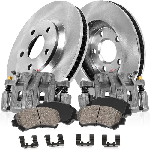 Miniatura 2 de Callahan BRAKE PARTS Kit de freno delantero para Jeep Grand Cherokee 1999-2004, rotores de freno de disco perforados y ranurados, pinzas de freno