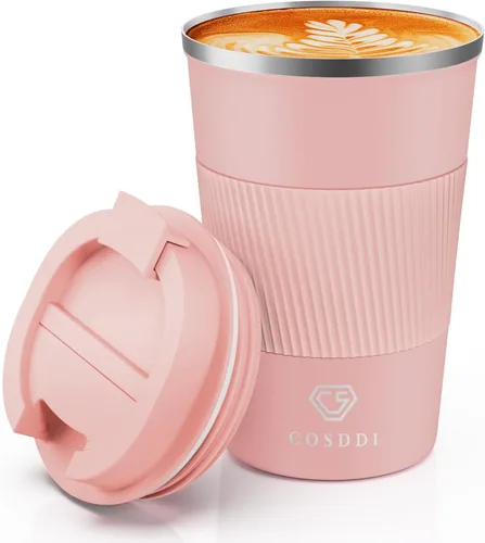 Miniatura 29 de Vaso térmico de acero inoxidable de 12 onzas con aislamiento al vacío, taza de viaje a prueba de derrames con tapa, para mantener caliente/café