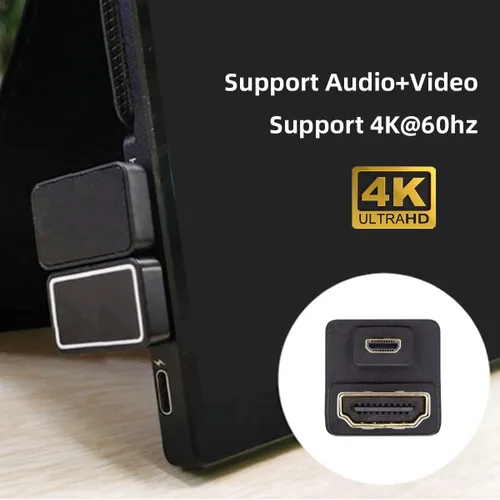 Miniatura 9 de CY Cable 4K 360 grados hacia abajo opuesto en forma de U en ángulo trasero Micro HDMI 1.4 macho a HDMI hembra adaptador de extensión convertidor