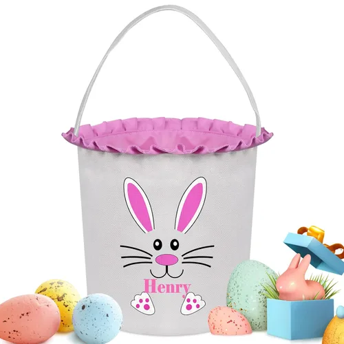 Miniatura 6 de Cestas de Pascua personalizadas para niños y niñas, cestas de conejo de Pascua personalizadas para niños, cesta de caza de huevos de Pascua, regalos