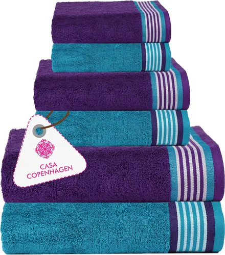Miniatura 13 de CASA COPENHAGEN Solitaire 6Pcs 100% Egyptian Cotton Large Designer Towels Gift Set- Dusty Blue, 600GSM, 2Bath 2Hand 2Washcloths, Bath Towels for