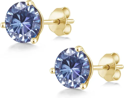 Miniatura 179 de Gem Stone King Aretes de oro de 14 quilates, 0.236 in, piedra natal redonda, Martini, 3 puntas, aretes de oro para mujer