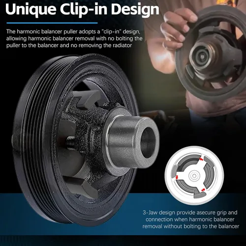 Miniatura 3 de Para GM LS Extractor de Equilibrador Armónico 25264 Extractor de Polea de Manivela para Chrysler Jeep Dodge, Extractor de Amortiguador Armónico