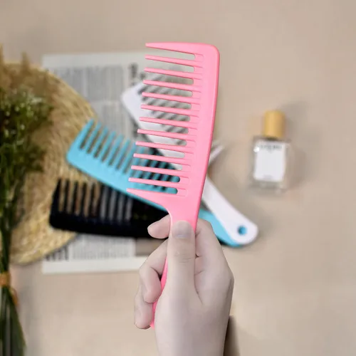 Miniatura 5 de Juego de 6 peines de fibra de carbono, peine de peluquería antiestático resistente al calor, peine de peluquería de dientes finos y anchos