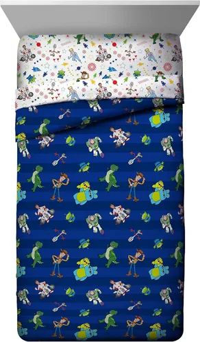 Miniatura 2 de Jay Franco Disney Toy Story Buzz & Woody - Juego de cama individual de 4 piezas, incluye edredón reversible y juego de sábanas, microfibra súper