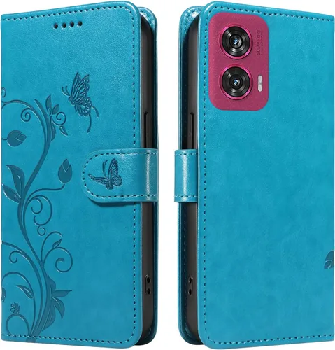 Miniatura 79 de Funda para Motorola Moto E22/E22i, piel sintética, con tarjetero y correa para la muñeca, a prueba de golpes, funda magnética para Motorola Moto Rojo