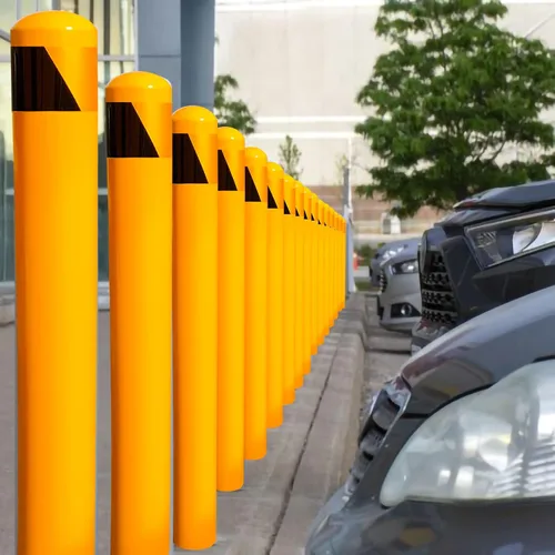Miniatura 6 de poste de bolardo de acero para verter en su lugar de 46", bolardo de seguridad de 4-1/2" de diámetro exterior recubierto de polvo amarillo, bolardo