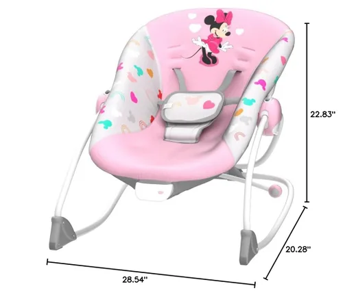 Miniatura 10 de Bright Starts Disney Baby MINNIE Mouse - Mecedora y asiento para bebés y niños pequeños con vibraciones y barra de juguete extraíble, de 0 a 30