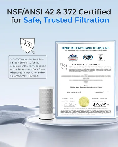 Miniatura 4 de Waterdrop FF-01A Filtro de agua de repuesto para Waterdrop WD-FC-01/FC-02/FC-06, filtro de agua para grifo de fregadero, filtro de agua de grifo