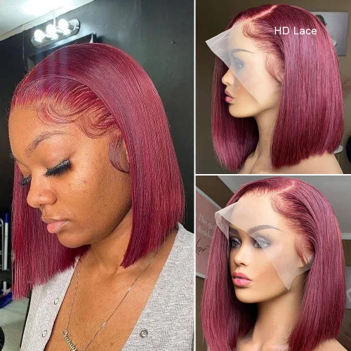 Miniatura 8 de UCUVIC Peluca Bob rizada de cabello humano 13x4, peluca de encaje frontal de alta definición, peluca frontal recta de 180% de densidad, para mujeres