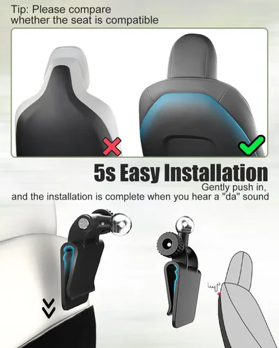 Miniatura 2 de Charchendo [Ajuste personalizado] Soporte de tableta para Tesla Model Y y Model 3, soporte de respaldo de asiento integrado para iPad Pro Air Mini